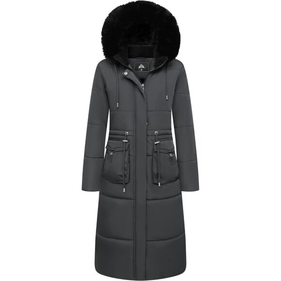 Women's Long Winter Puffer Coat Waterproof Warm Maxi Down Jacket Faux Fur Remova